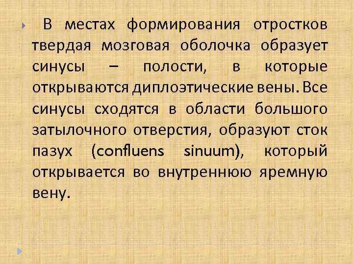  В местах формирования отростков твердая мозговая оболочка образует синусы – полости, в которые