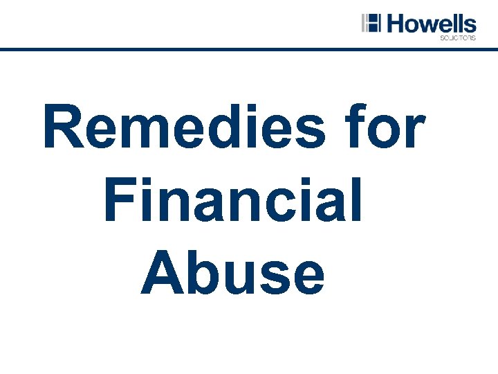 Remedies for Financial Abuse 