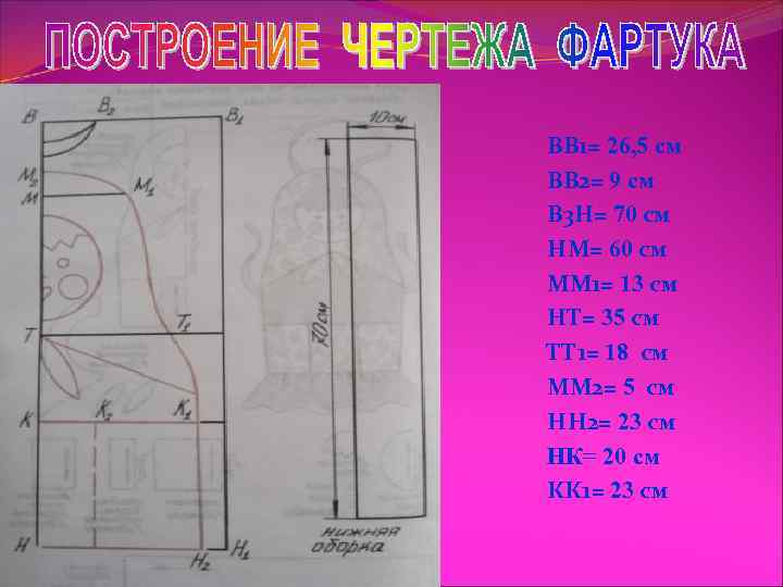 ВВ 1= 26, 5 см ВВ 2= 9 см В 3 Н= 70 см