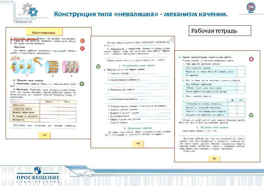 Конструкция типа «неваляшка» - механизм качения. Технология Рабочая тетрадь 