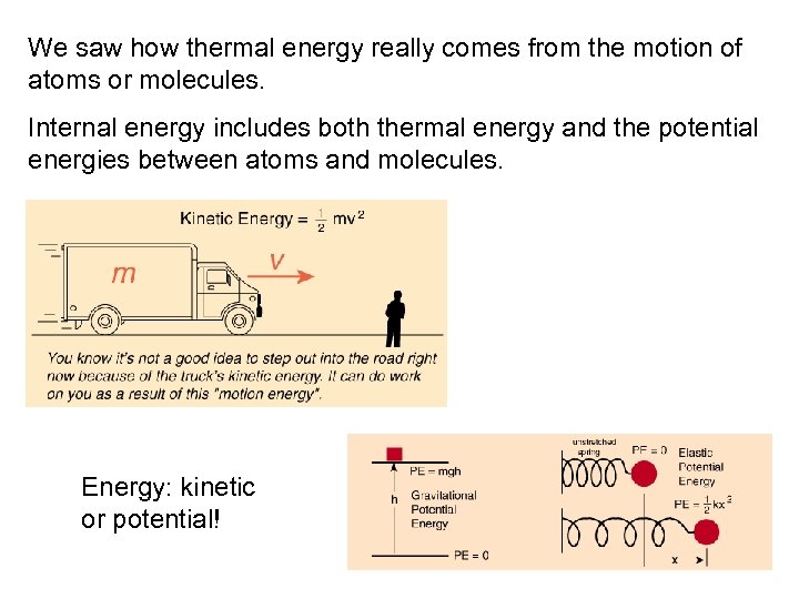 We saw how thermal energy really comes from the motion of atoms or molecules.