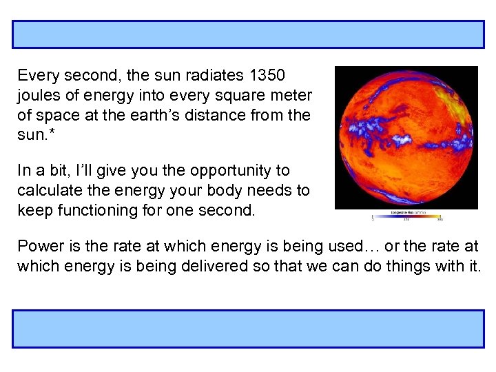 Every second, the sun radiates 1350 joules of energy into every square meter of