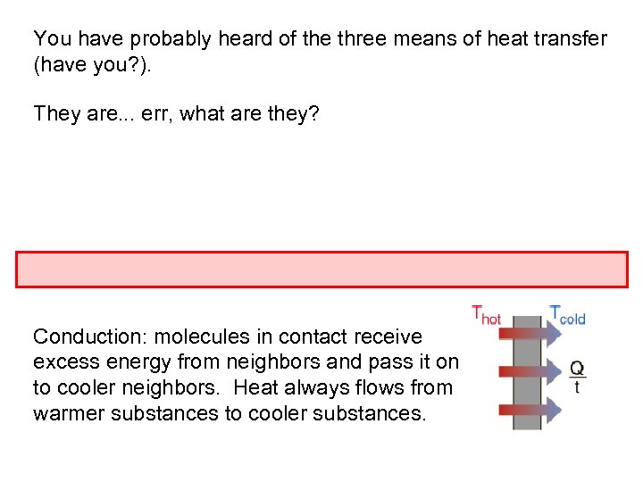 You have probably heard of the three means of heat transfer (have you? ).