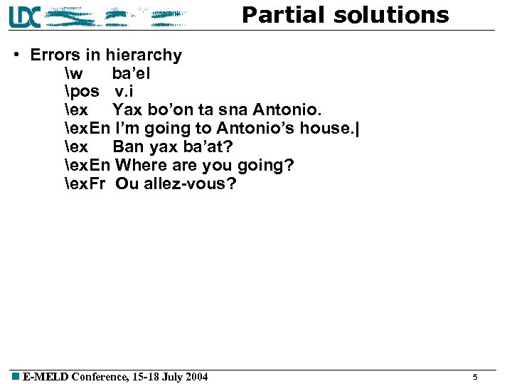 Partial solutions • Errors in hierarchy w ba’el pos v. i ex Yax bo’on