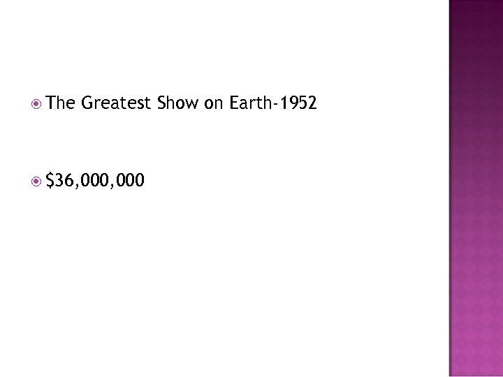 The Greatest Show on Earth-1952 $36, 000 