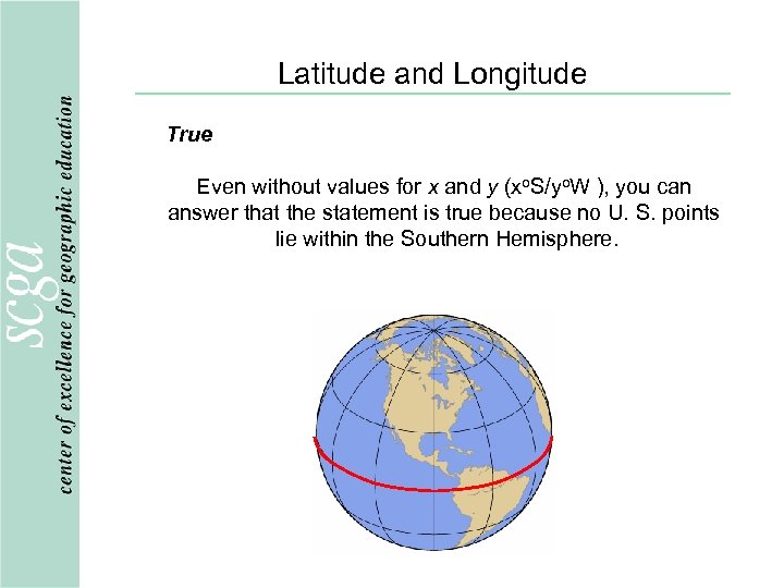 Latitude and Longitude True Even without values for x and y (xo. S/yo. W