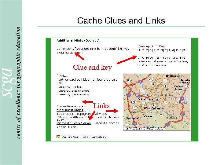 Cache Clues and Links Clue and key Links 