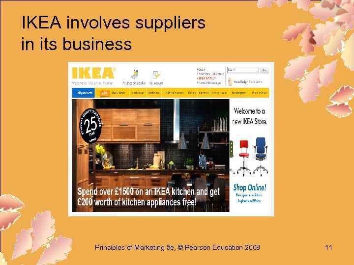IKEA involves suppliers in its business Principles of Marketing 5 e, © Pearson Education