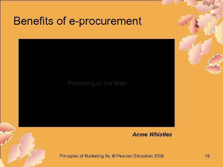Benefits of e-procurement Acme Whistles Principles of Marketing 5 e, © Pearson Education 2008