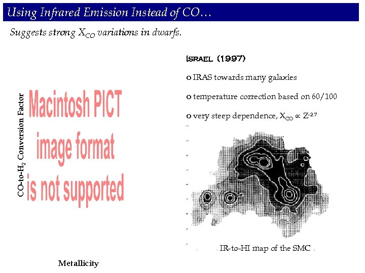 Using Infrared Emission Instead of CO… Suggests strong XCO variations in dwarfs. Israel (1997)