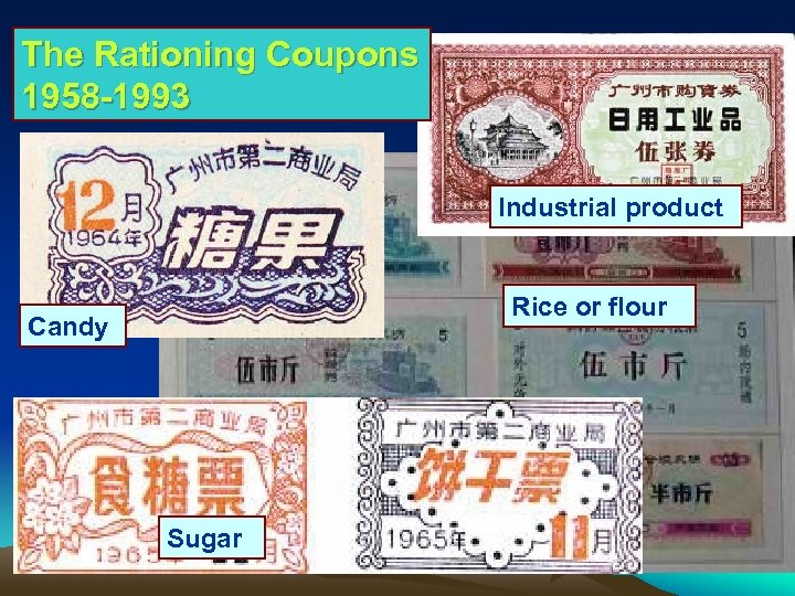 The Rationing Coupons 1958 -1993 Industrial product Rice or flour Candy Sugar 