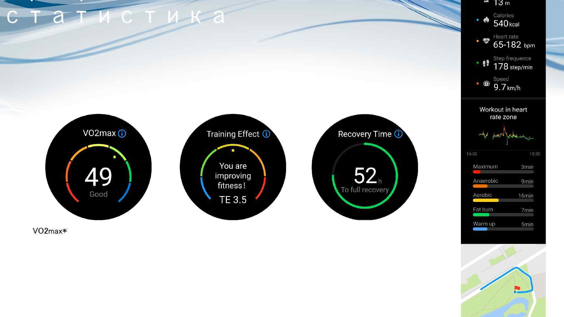 статистика VO 2 max* 