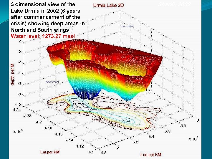 3 dimensional view of the Lake Urmia in 2002 (6 years after commencement of