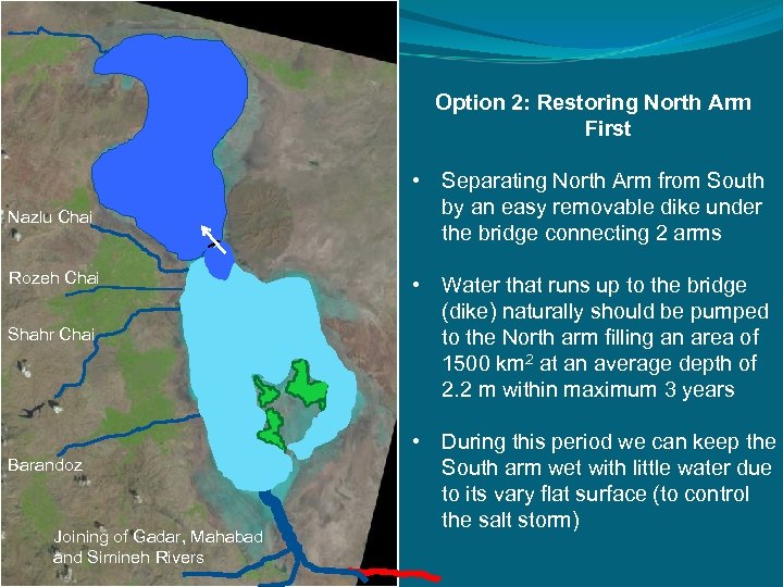 Option 2: Restoring North Arm First Nazlu Chai Rozeh Chai Shahr Chai Barandoz Joining