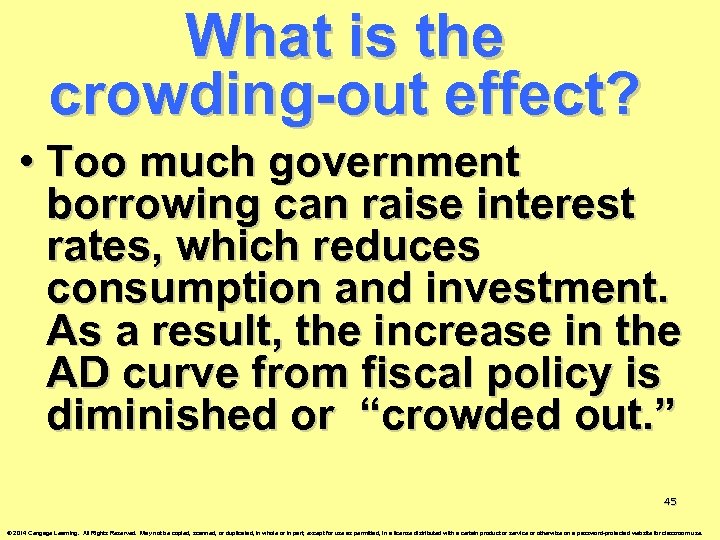 What is the crowding-out effect? • Too much government borrowing can raise interest rates,