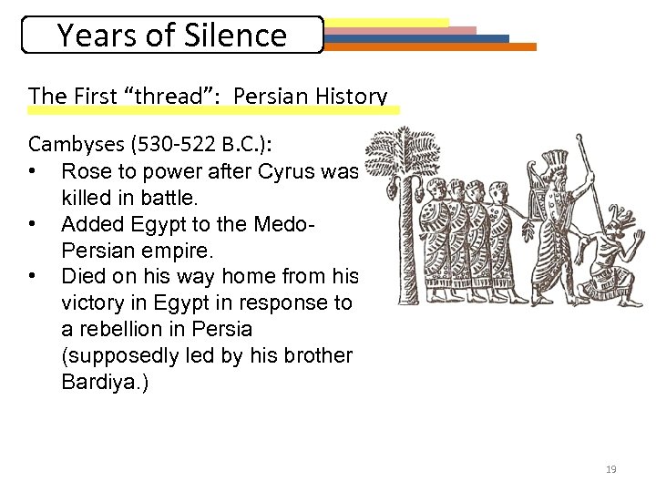 Years of Silence The First “thread”: Persian History Cambyses (530 -522 B. C. ):