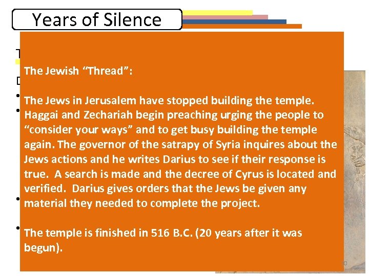 Years of Silence The First “thread”: Persian History The Jewish “Thread”: Darius I (521