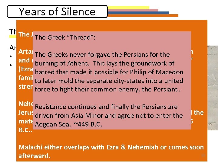 Years of Silence The First “thread”: Persian History The Jewish “Thread”: The Greek “Thread”: