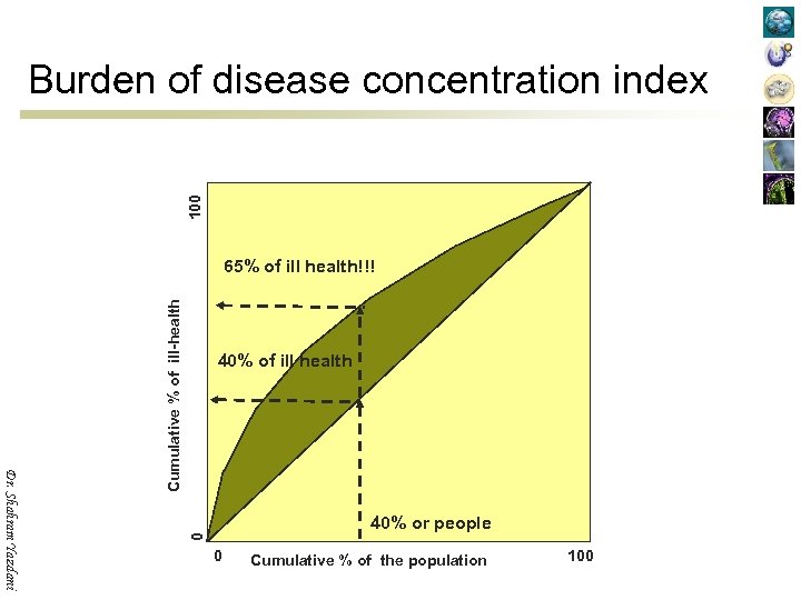 100 Burden of disease concentration index 40% of ill health 40% or people 0