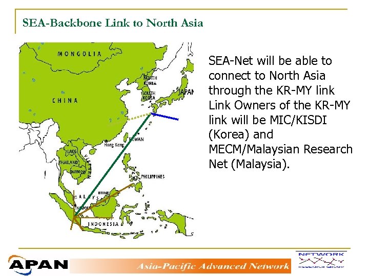 SEA-Backbone Link to North Asia SEA-Net will be able to connect to North Asia