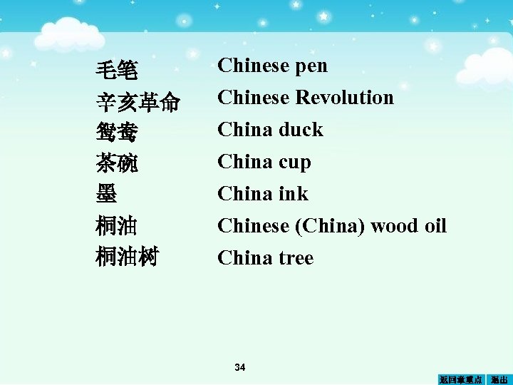 毛笔 Chinese pen 辛亥革命 鸳鸯 茶碗 墨 Chinese Revolution 桐油 桐油树 Chinese (China) wood