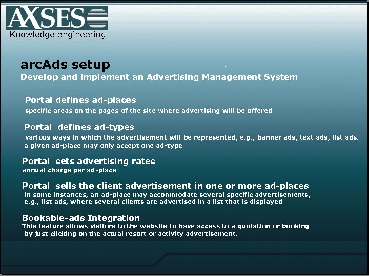 Knowledge engineering arc. Ads setup . Develop and implement an Advertising Management System Portal
