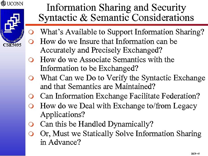 Information Sharing and Security Syntactic & Semantic Considerations m CSE 5095 m m m