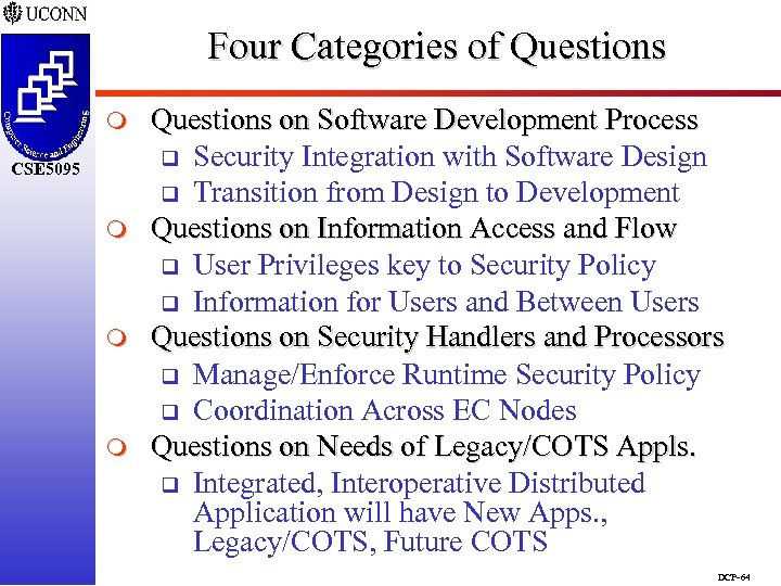 Four Categories of Questions m CSE 5095 m m m Questions on Software Development