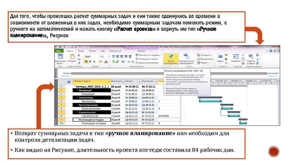 Для того, чтобы произошел расчет суммарных задач и они также сдвинулись во времени в