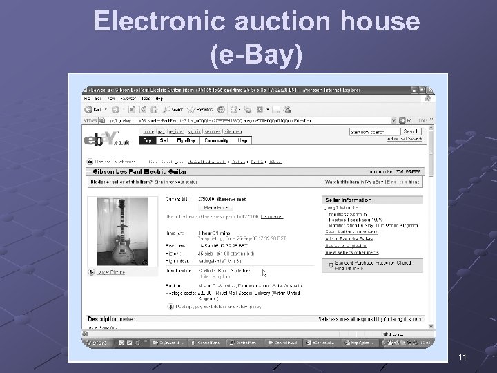 Electronic auction house (e-Bay) 11 