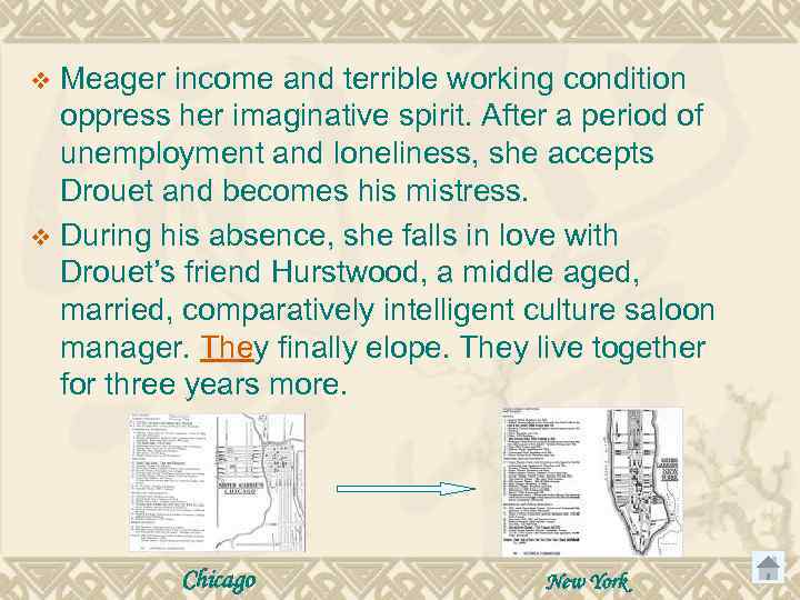 Meager income and terrible working condition oppress her imaginative spirit. After a period of