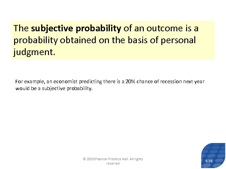 The subjective probability of an outcome is a probability obtained on the basis of