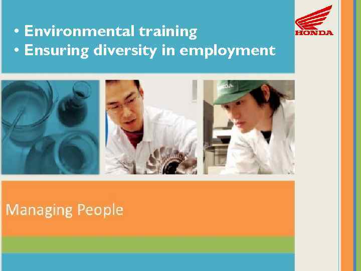  • Environmental training • Ensuring diversity in employment 