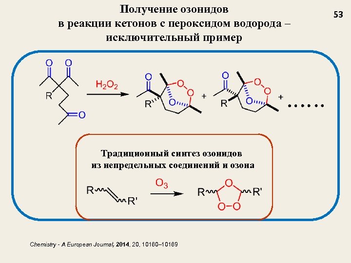 Получение озонидов в реакции кетонов с пероксидом водорода – исключительный пример Традиционный синтез озонидов