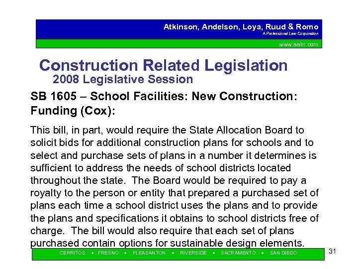 Atkinson, Andelson, Loya, Ruud & Romo A Professional Law Corporation www. aalrr. com Construction