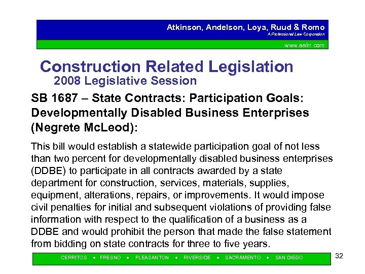 Atkinson, Andelson, Loya, Ruud & Romo A Professional Law Corporation www. aalrr. com Construction