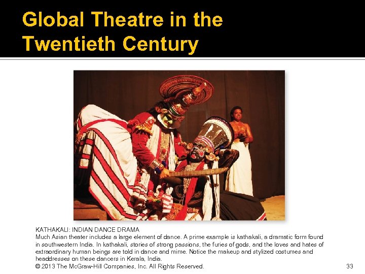 Global Theatre in the Twentieth Century KATHAKALI: INDIAN DANCE DRAMA Much Asian theater includes