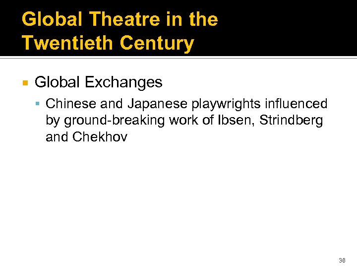 Global Theatre in the Twentieth Century Global Exchanges Chinese and Japanese playwrights influenced by