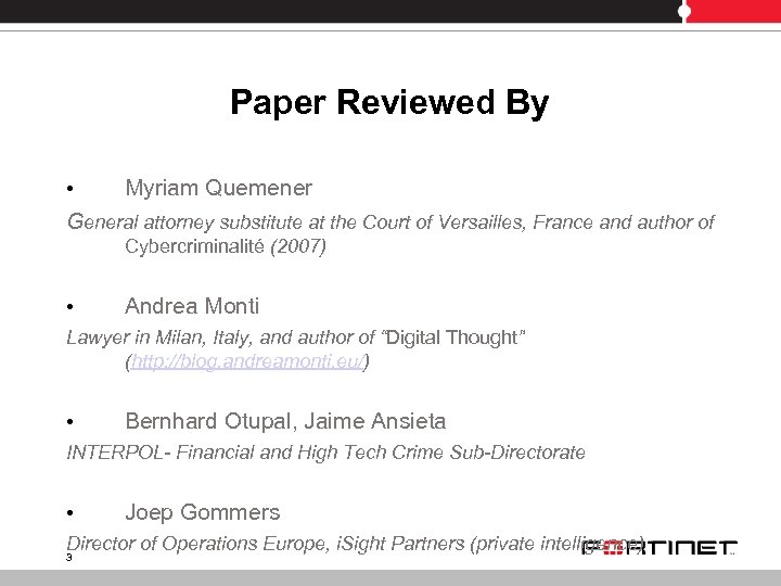Paper Reviewed By • Myriam Quemener General attorney substitute at the Court of Versailles,