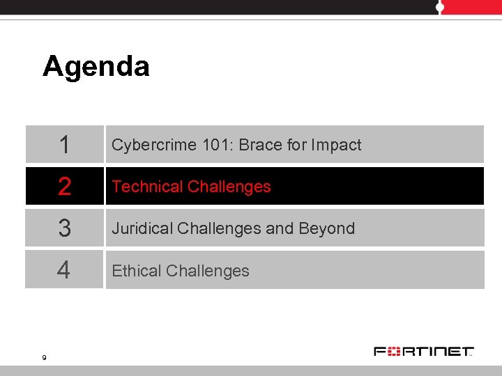 Agenda 1 2 Technical Challenges 3 Juridical Challenges and Beyond 4 9 Cybercrime 101: