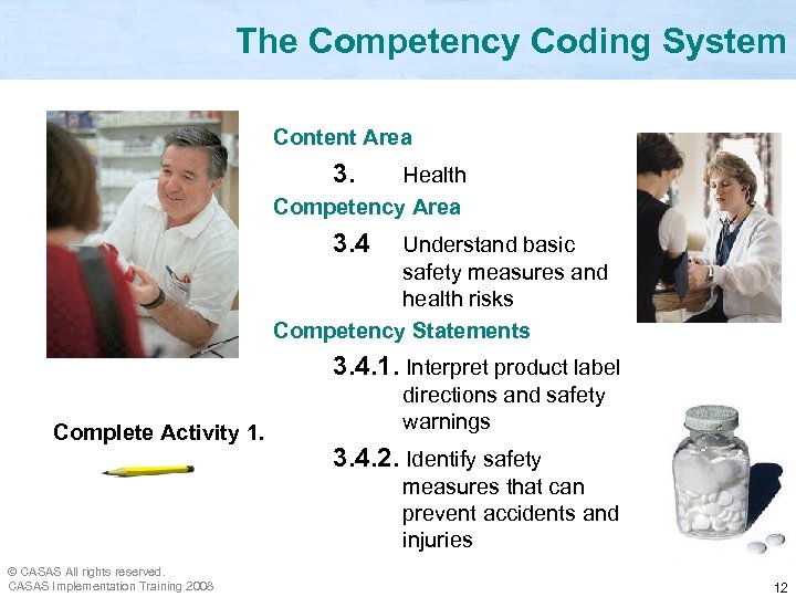 The Competency Coding System Content Area 3. Health Competency Area 3. 4 Understand basic