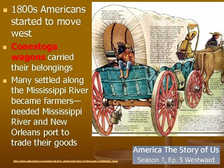 n n n 1800 s Americans started to move west Conestoga wagons carried their