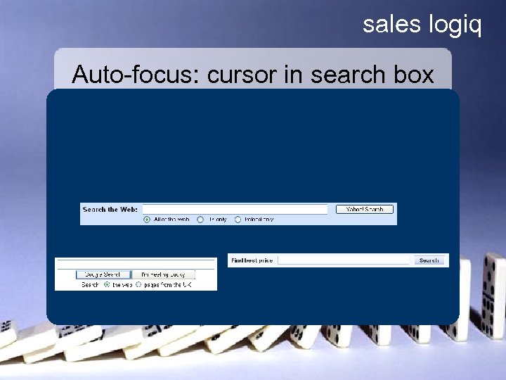 sales logiq Auto-focus: cursor in search box 