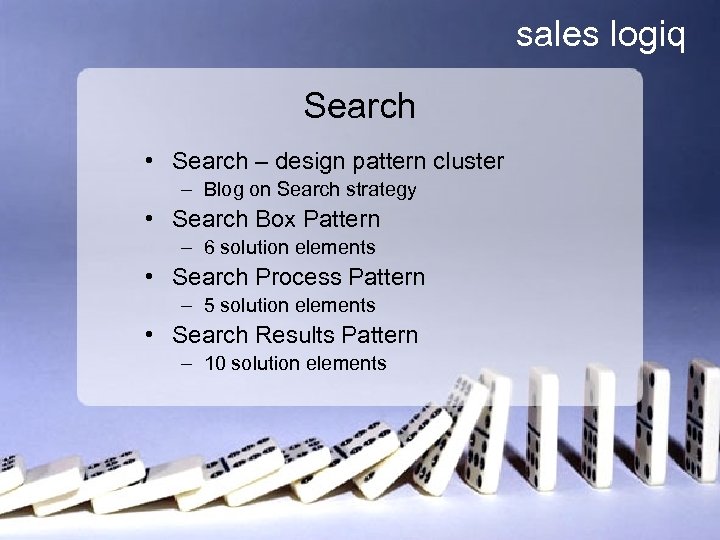 sales logiq Search • Search – design pattern cluster – Blog on Search strategy