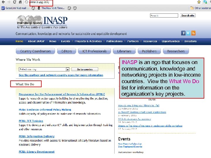 INASP is an ngo that focuses on communication, knowledge and networking projects in low-income