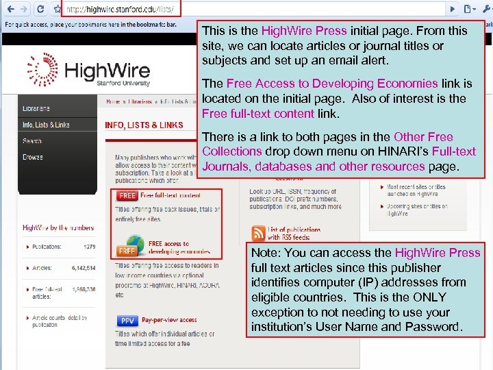 This is the High. Wire Press initial page. From this site, we can locate
