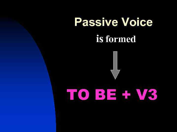 Passive Voice is formed TO BE + V 3 