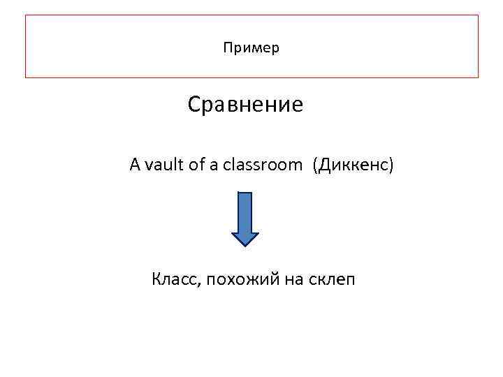 Пример Сравнение A vault of a classroom (Диккенс) Класс, похожий на склеп 