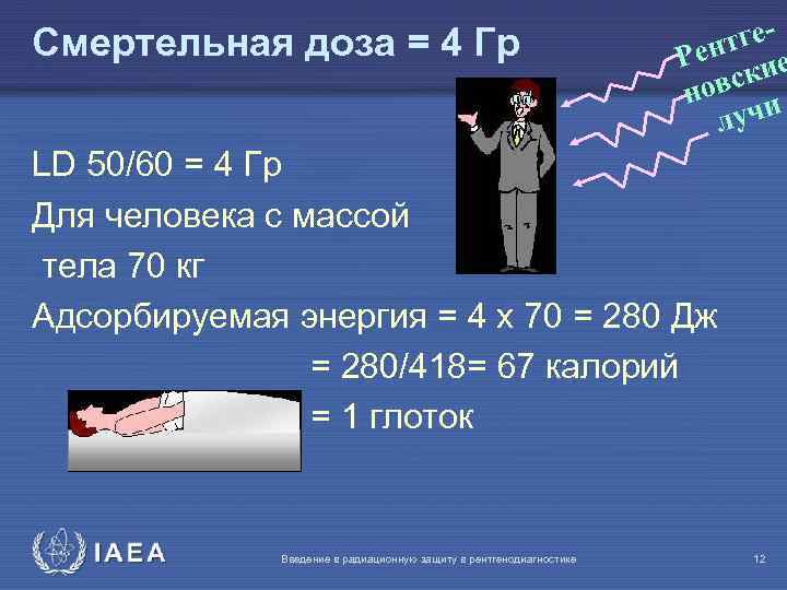 Смертельная доза = 4 Гр тге. Рен ие овск н учи л LD 50/60