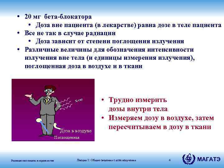  • 20 мг бета-блокатора • Доза вне пациента (в лекарстве) равна дозе в